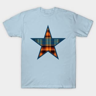 Blue and Yellow plaid star design T-Shirt
